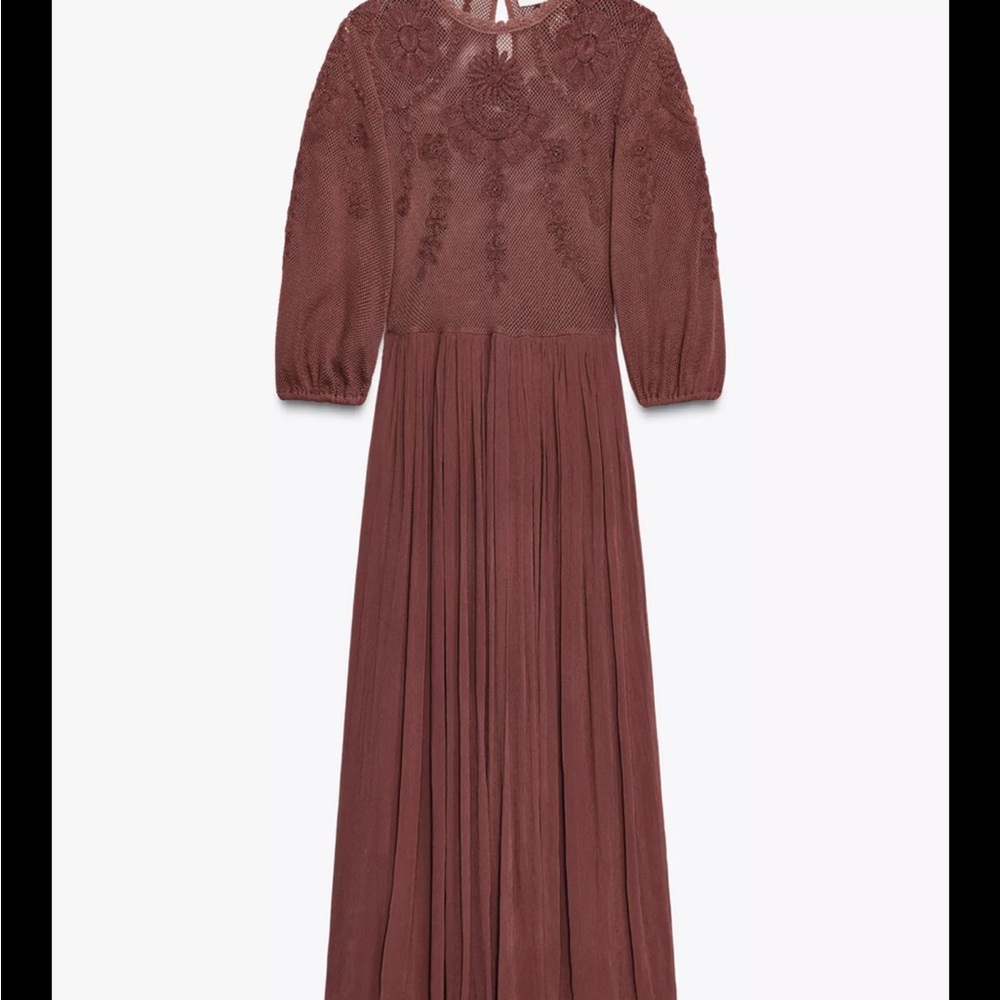 Zara ZW Collection Long Sleeve Brown Maxi Dress